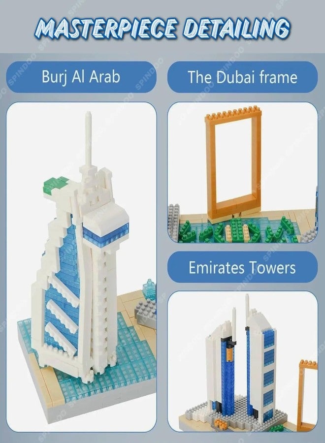 Spindoo Skylines Series Dubai Skyline Micro Mini Building Blocks Set - 3000+ Pcs Mini Architecture Model Kit for Adults & Kids 6+ | Realistic Dubai City Building Toy | Premium Gift & Display Décor - Image 3
